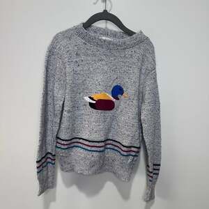 Vintage Kids Size 7 Mallard Duck Embroidered Sweater Made in USA
